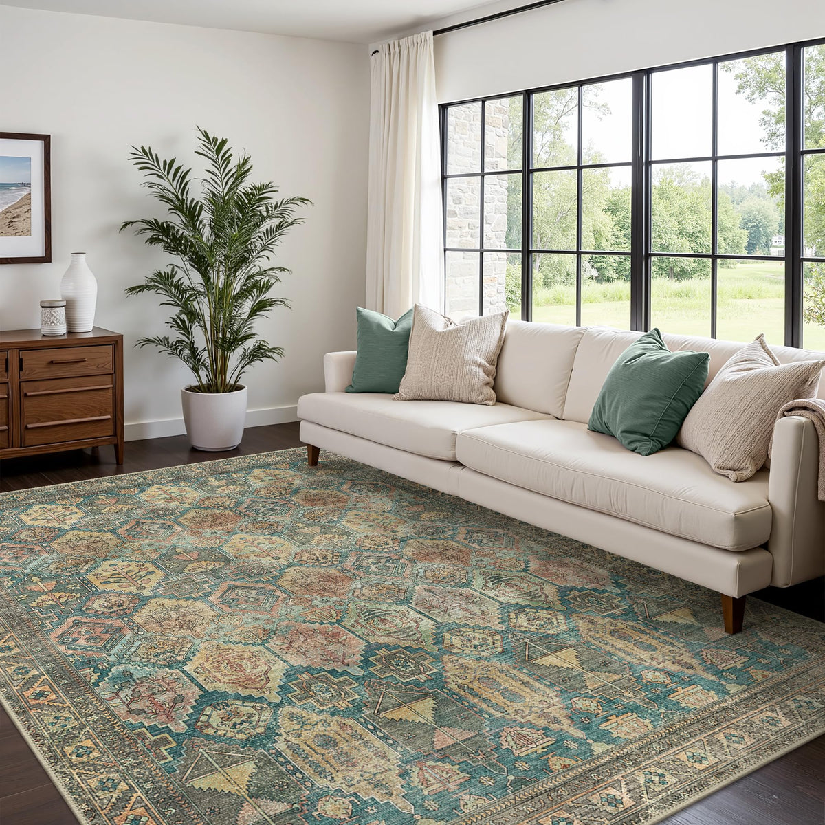 8x10 Area Rug Washable Rug for Living Room Bedroom Non Slip Carpet Taupe
