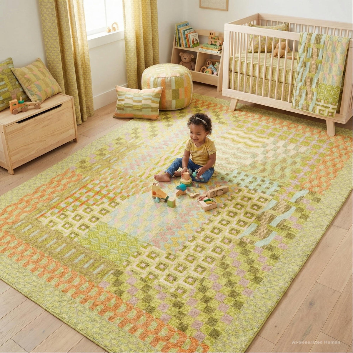 Kokia 8x10 Modern Geometric Washable Rug for Living Room Bauhaus Multicolor