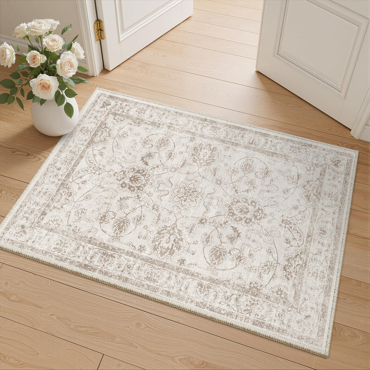 Madane 8x10 Area Rugs for Living Room, Washable Neutral Rug Brown/Sand