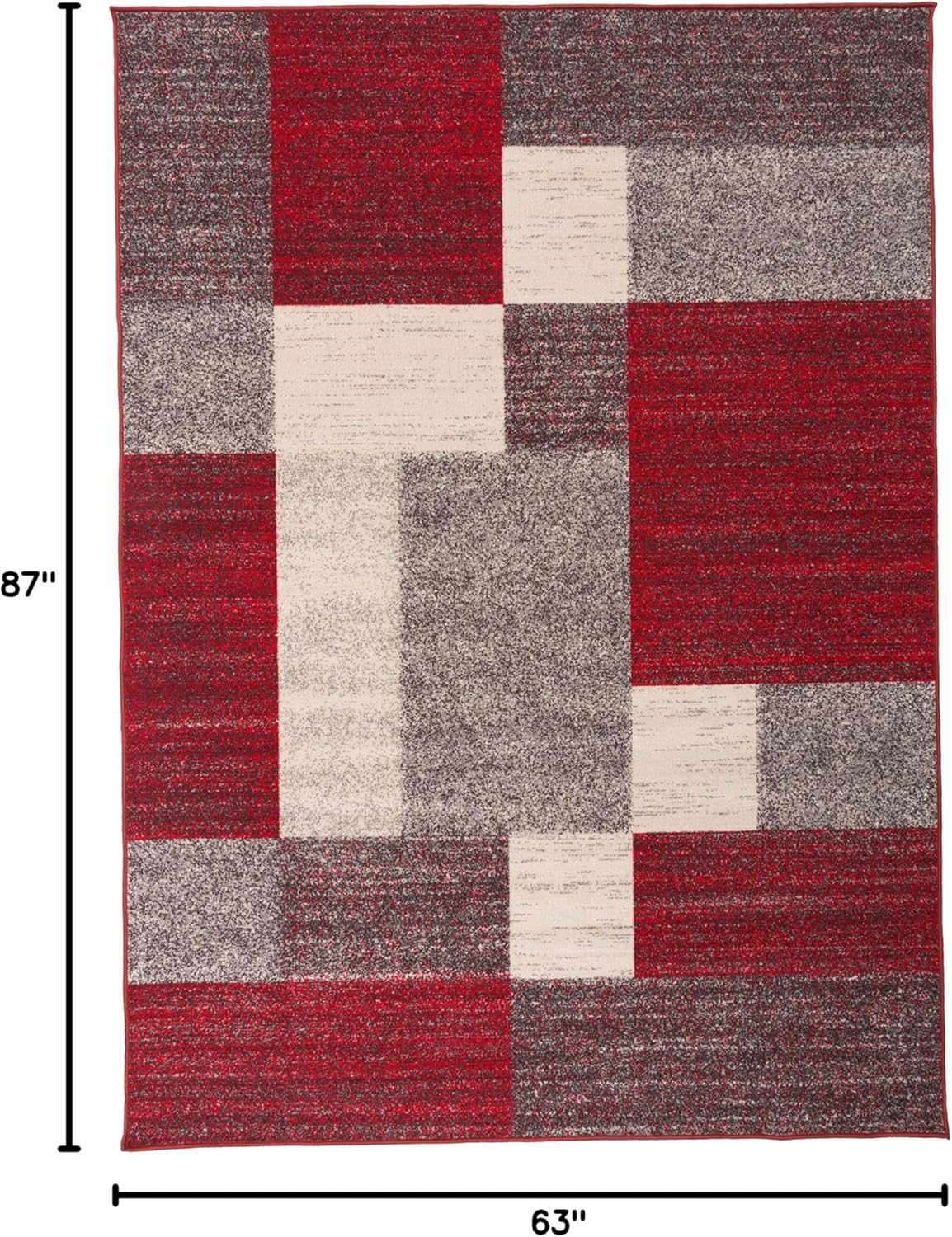 Rugshop Geometric Boxes Non-Slip Modern Area Rug Red 5'3" x 7'3"