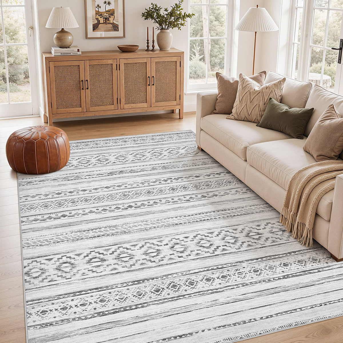 cotiled 6x9 Area Rugs for Living Room: Boho Washable Rug for Dining Room