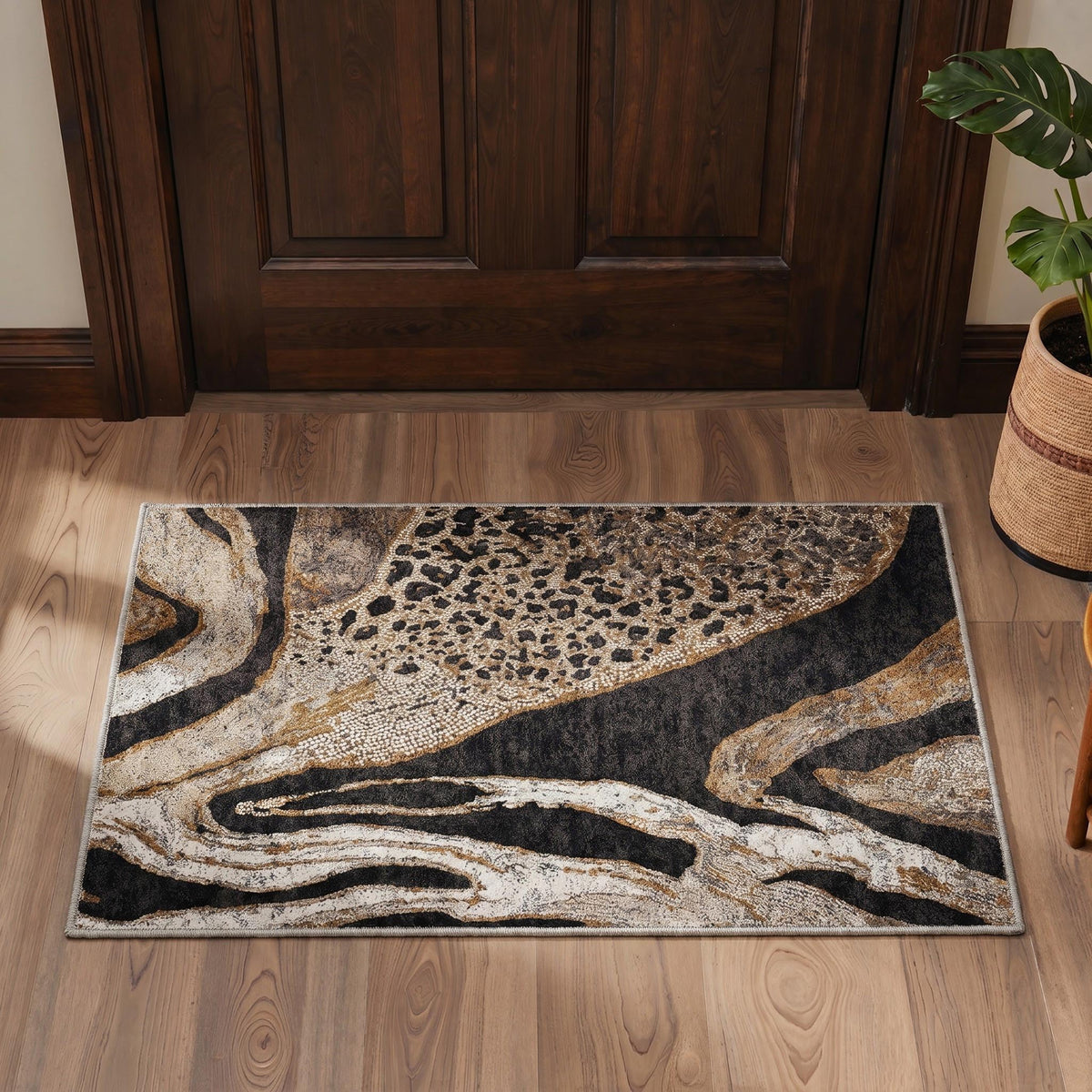 Bavni Leopard Rug 5x7 Cheetah Animal Print Rug Washable Jungle Rugs Blue