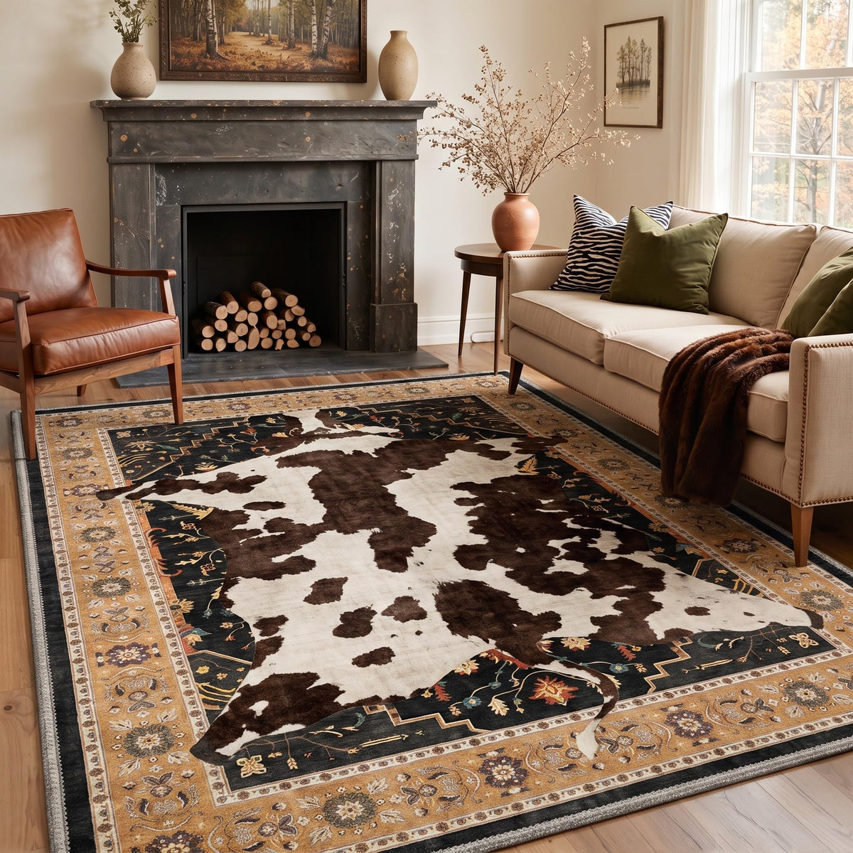 Bavni Leopard Rug 5x7 Cheetah Animal Print Rug Washable Jungle Rugs Blue