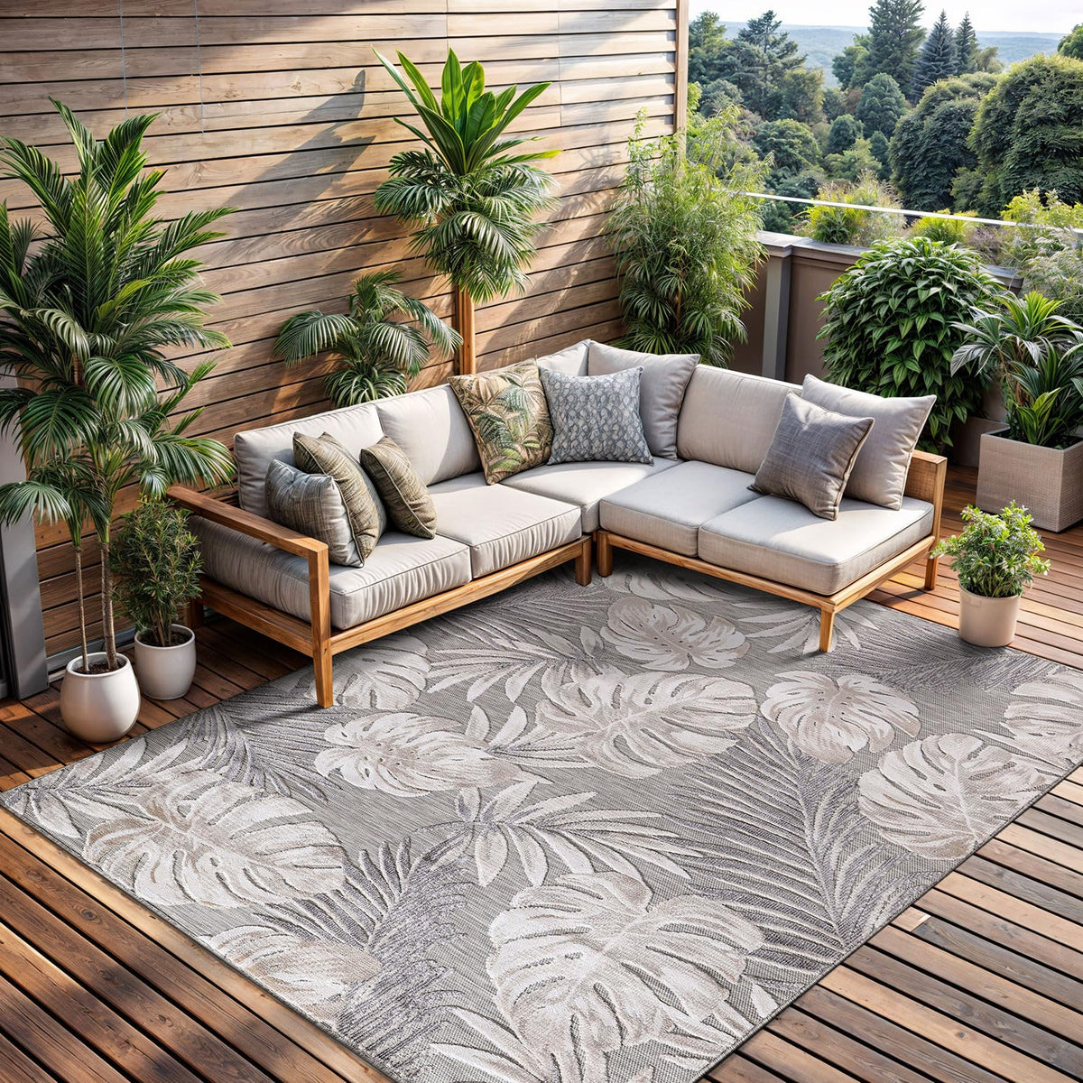 CAMILSON Indoor Outdoor Rug, Multicolor 6x9 Geometric Arch Striped Area Rugs for Patio and Home Areas, Easy-Cleaning Non-Shedding Living Room, Garden and Deck Washable Outside Carpet (6 x 9)