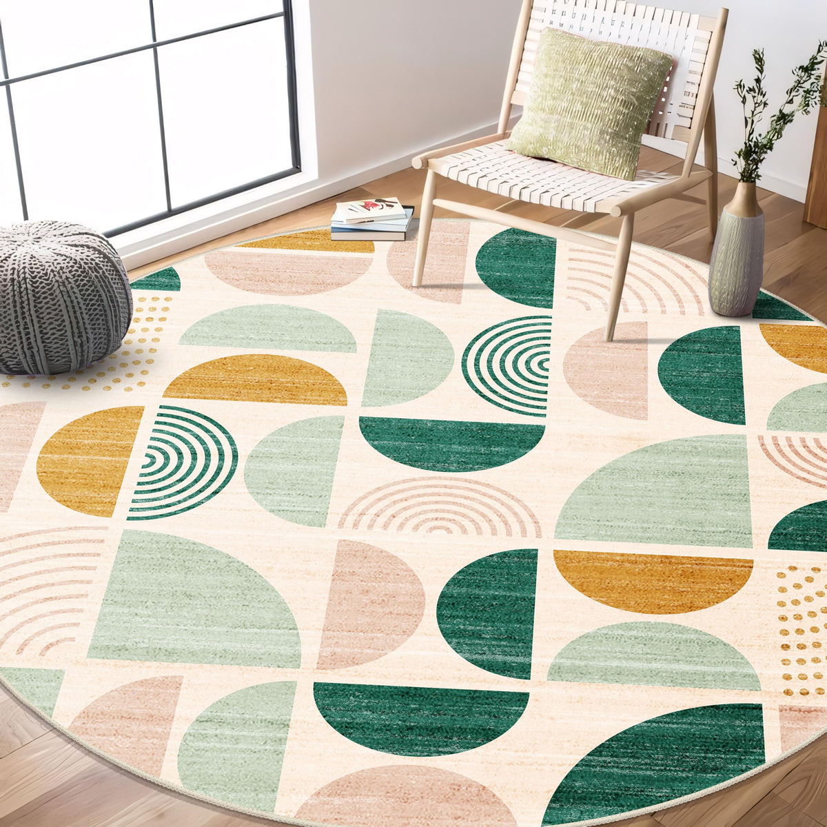 MUJOO 5x7 Area Rugs Washable,Boho Rugs Non Slip Modern Abstract Large