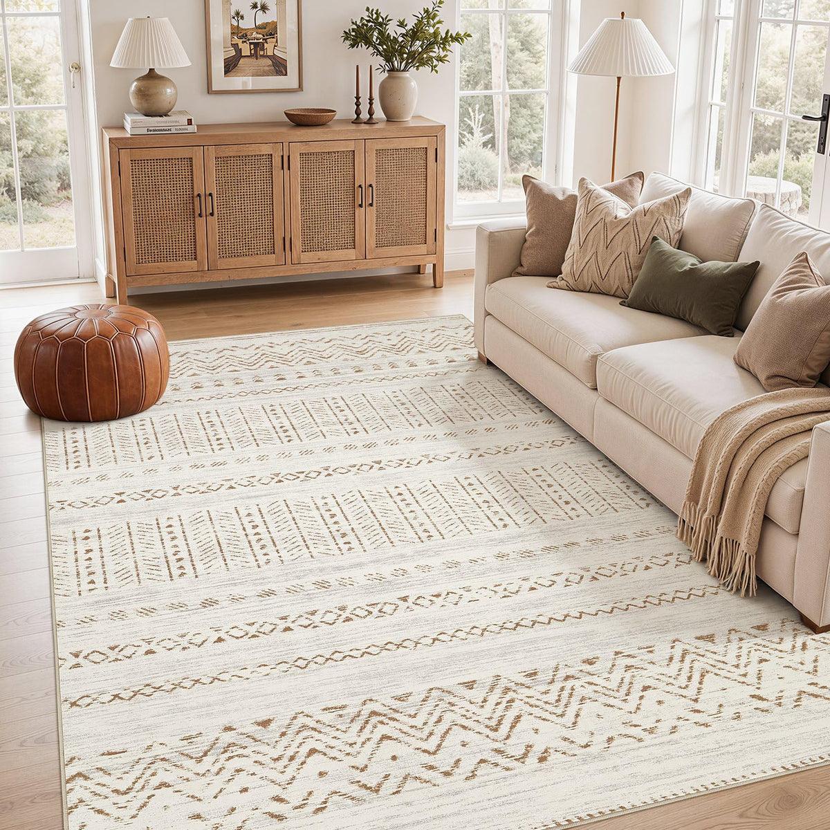 cotiled 6x9 Area Rugs for Living Room: Boho Washable Rug for Dining Room