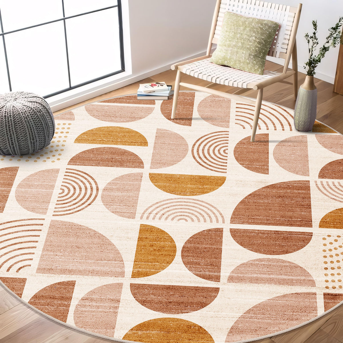 MUJOO 5x7 Area Rugs Washable,Boho Rugs Non Slip Modern Abstract Large