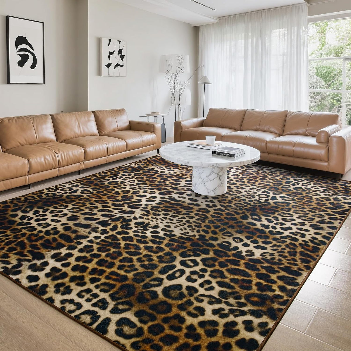 Foxmas 4x6 Leopard Area Rugs for Living Room