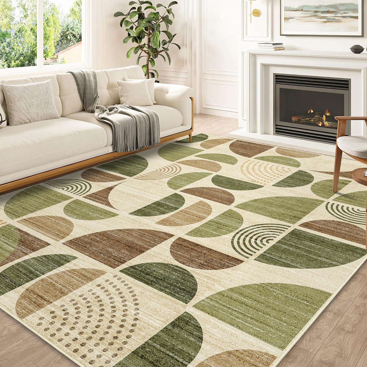 MUJOO 5x7 Area Rugs Washable,Boho Rugs Non Slip Modern Abstract Large