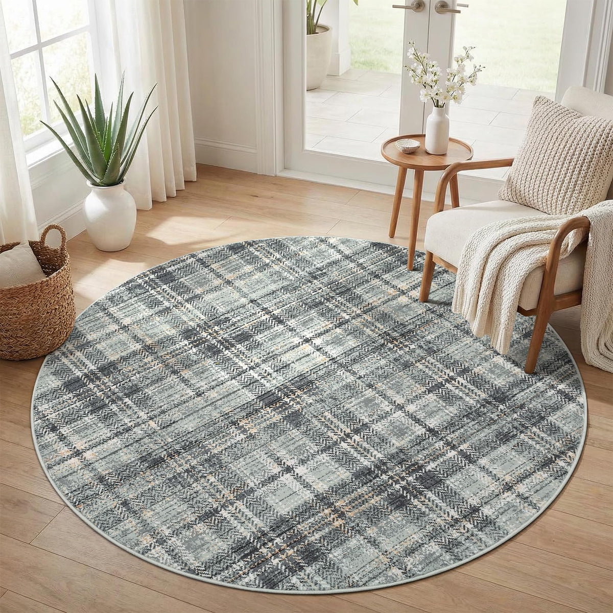 Large Living Room Rugs 8x10 Area Rugs Machine Washable Modern Geometric Neutral Rug Non Slip Low Pile Farmhouse Stain Resistant Carpet for Bedroom Nursery Classroom Dorm 8'x10' Multi