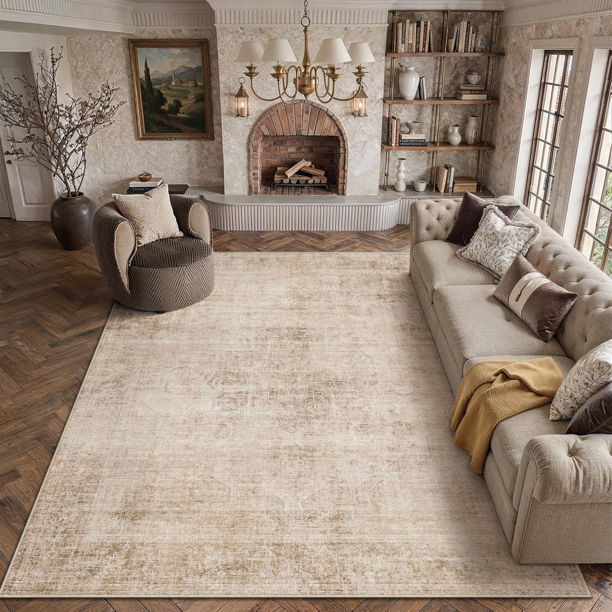 8x10 Dark Brown Vintage Area Rug