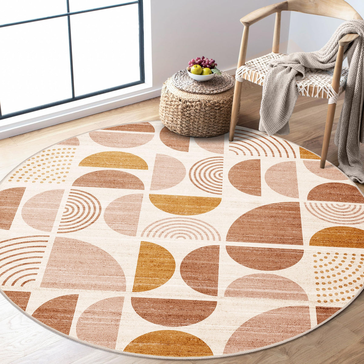 MUJOO 5x7 Area Rugs Washable,Boho Rugs Non Slip Modern Abstract Large