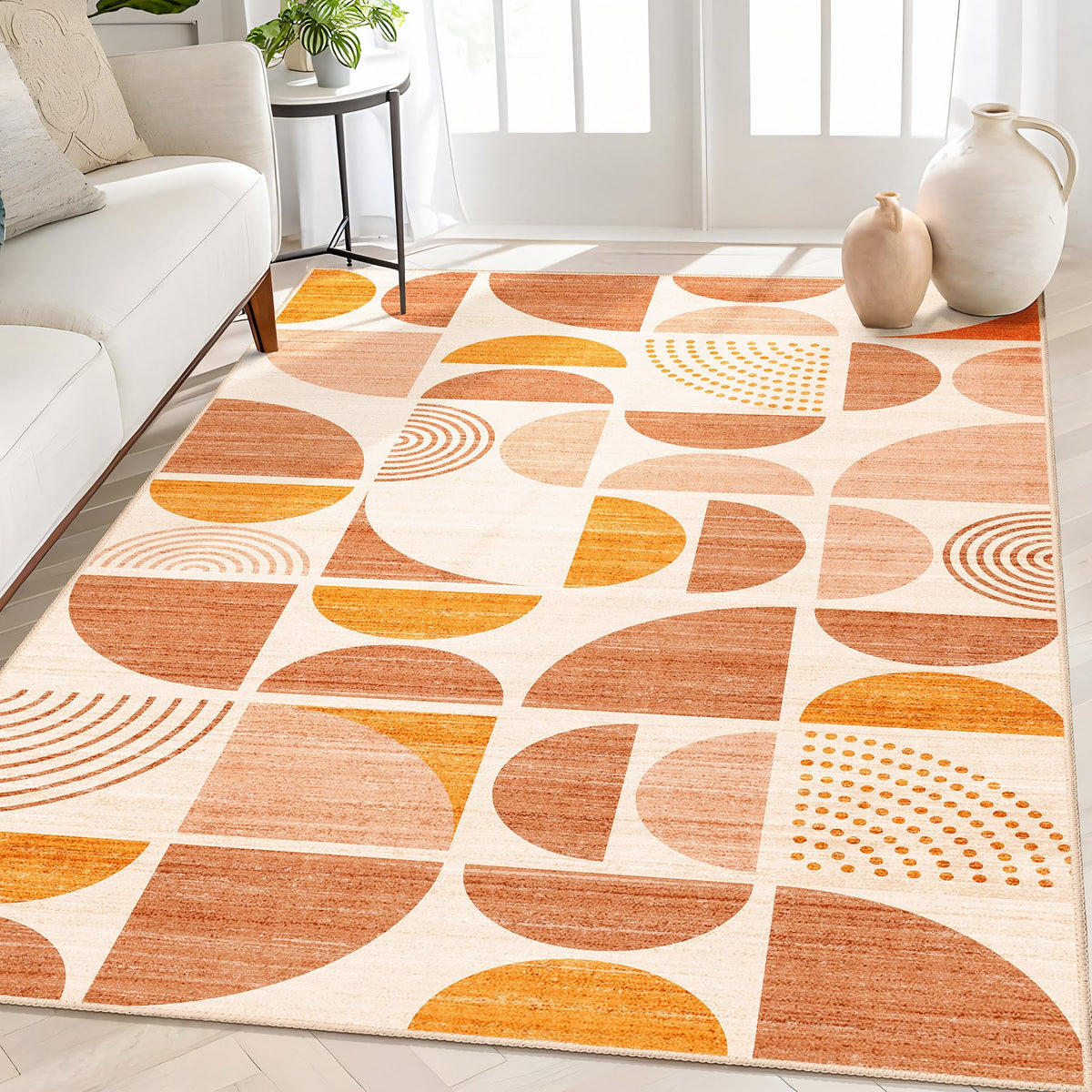 MUJOO 5x7 Area Rugs Washable,Boho Rugs Non Slip Modern Abstract Large