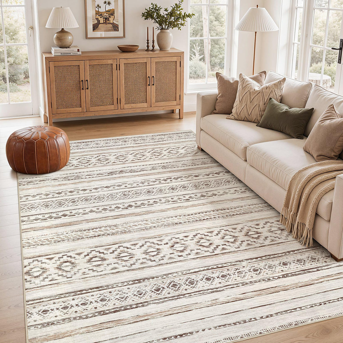 cotiled 6x9 Area Rugs for Living Room: Boho Washable Rug for Dining Room