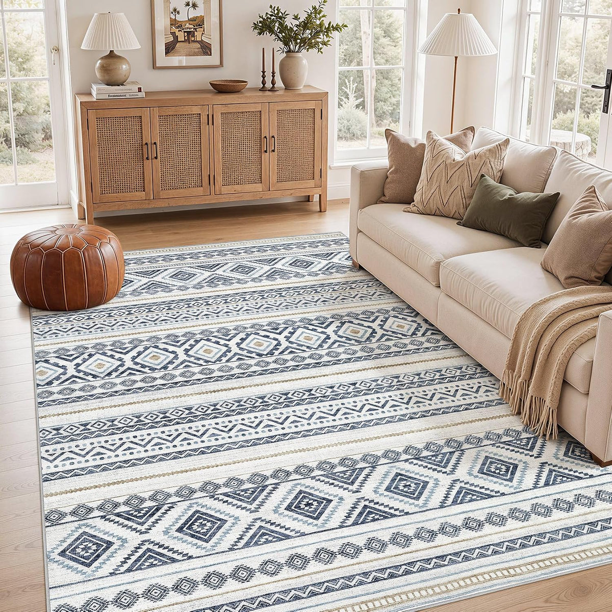 cotiled 6x9 Area Rugs for Living Room: Boho Washable Rug for Dining Room