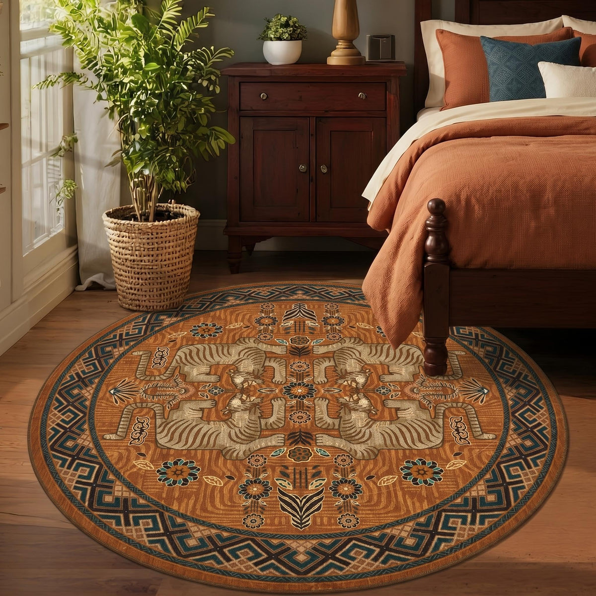 GarveeHome Tiger 8x10 Area Rugs Boho Washable Vintage Non Slip Living Room
