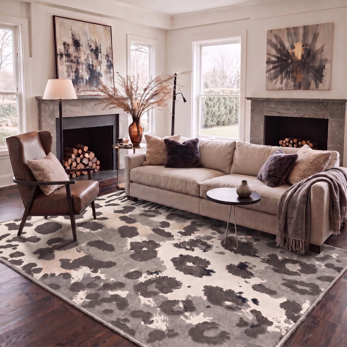 Bavni Leopard Rug 5x7 Cheetah Animal Print Rug Washable Jungle Rugs Blue