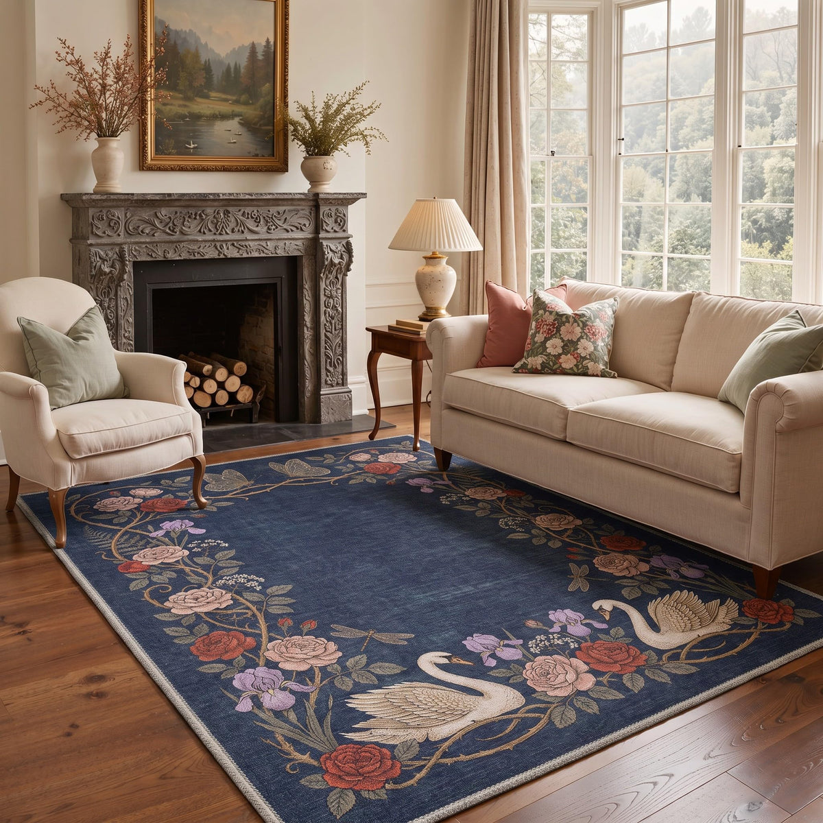 Bavni Leopard Rug 5x7 Cheetah Animal Print Rug Washable Jungle Rugs Blue