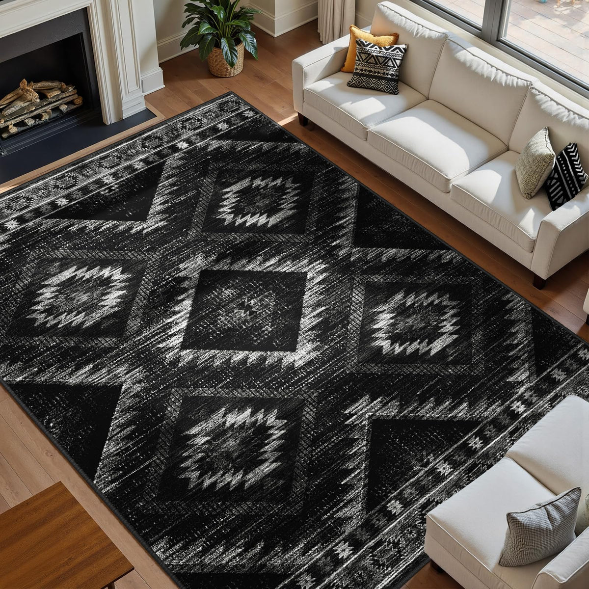 BESTSWEETIE 5'x7' Washable Area Rug for Living Room Bedroom Yellowbrown