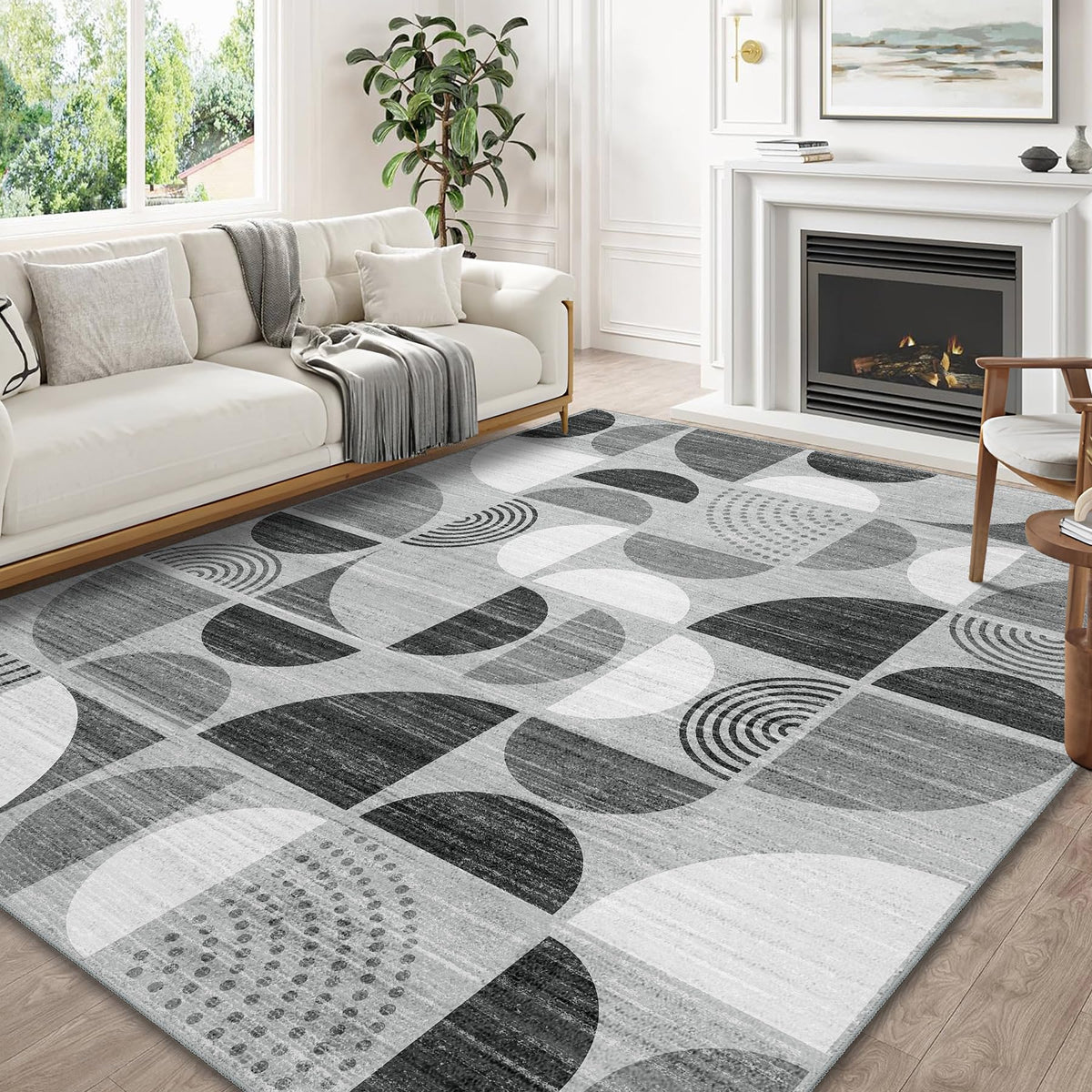MUJOO 5x7 Area Rugs Washable,Boho Rugs Non Slip Modern Abstract Large