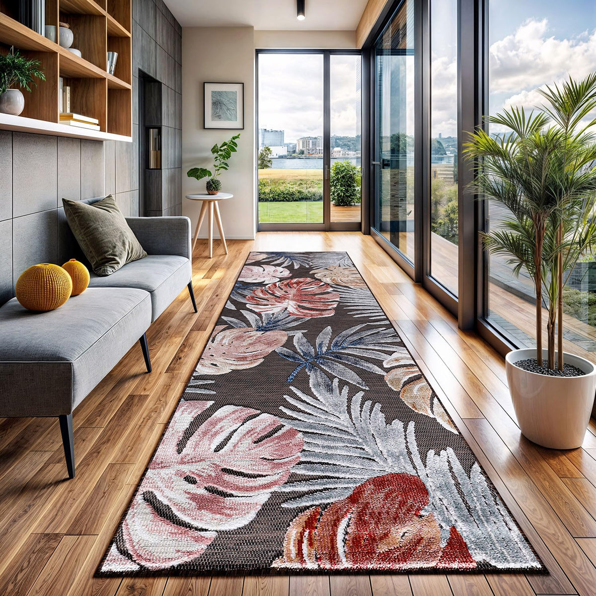 CAMILSON Indoor Outdoor Rug, Multicolor 6x9 Geometric Arch Striped Area Rugs for Patio and Home Areas, Easy-Cleaning Non-Shedding Living Room, Garden and Deck Washable Outside Carpet (6 x 9)