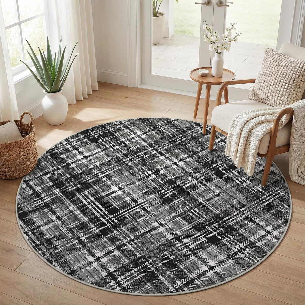 Large Living Room Rugs 8x10 Area Rugs Machine Washable Modern Geometric Neutral Rug Non Slip Low Pile Farmhouse Stain Resistant Carpet for Bedroom Nursery Classroom Dorm 8'x10' Multi