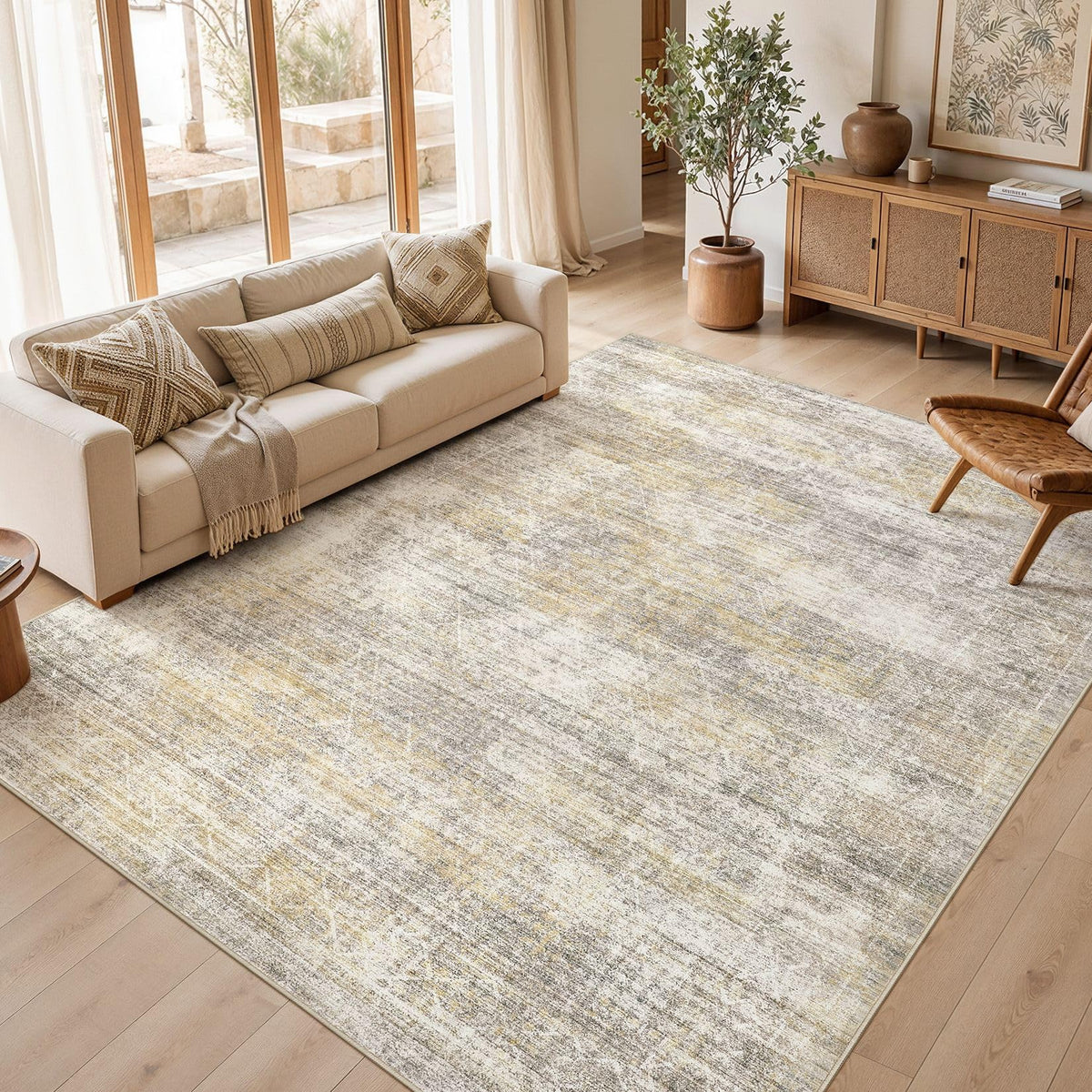 cotiled 6x9 Area Rugs for Living Room: Boho Washable Rug for Dining Room