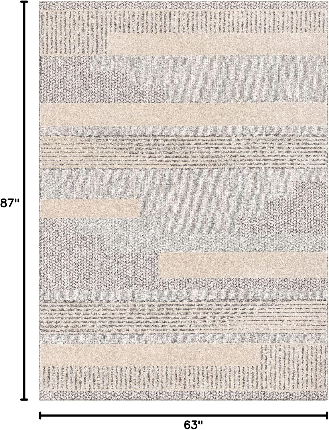 Well Woven Harlow Collection Briar Beige - Modern Tribal Minimalist Geometric 5x7 Area Rug - Ideal for Living Room, Dining Room & Bedroom - Durable, Stain Resistant & Easy to Clean