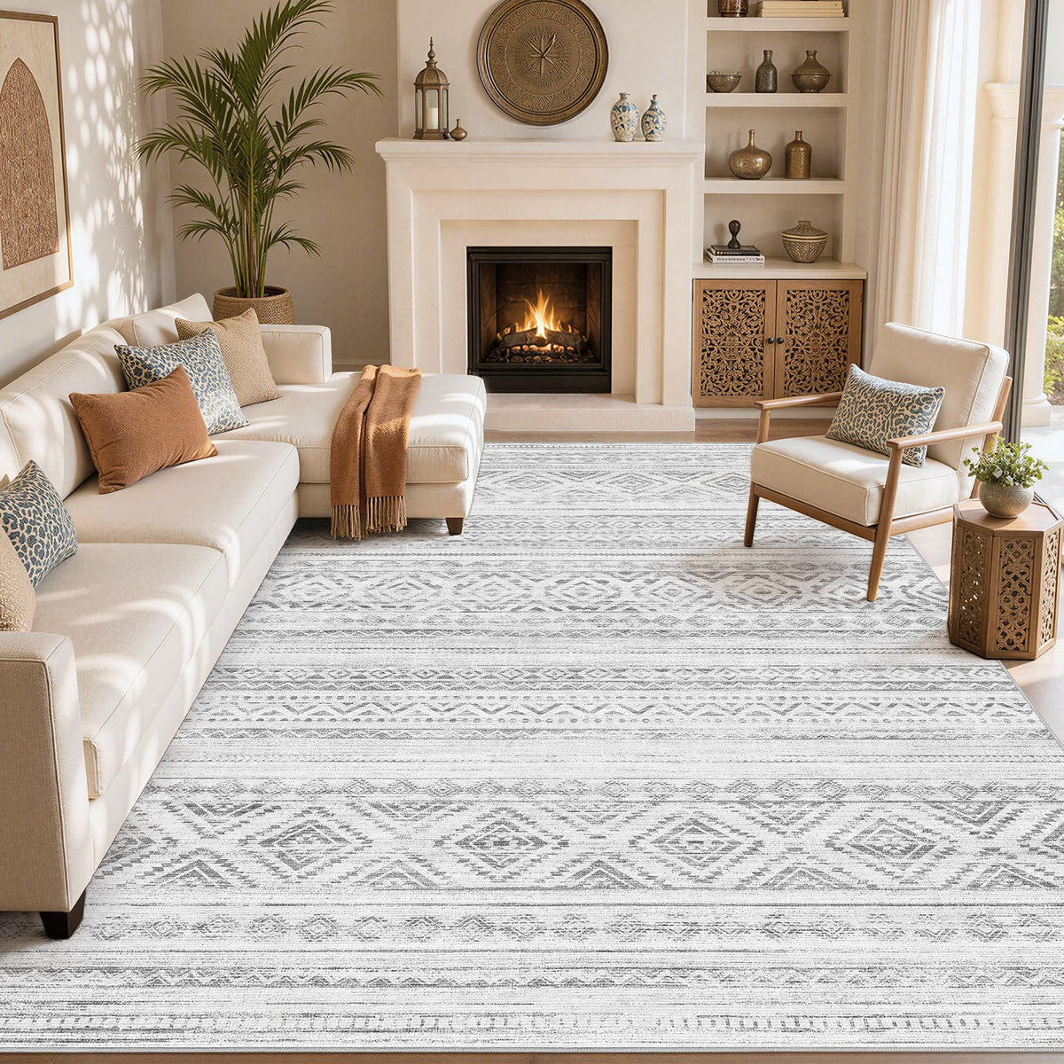 cotiled 6x9 Area Rugs for Living Room: Boho Washable Rug for Dining Room