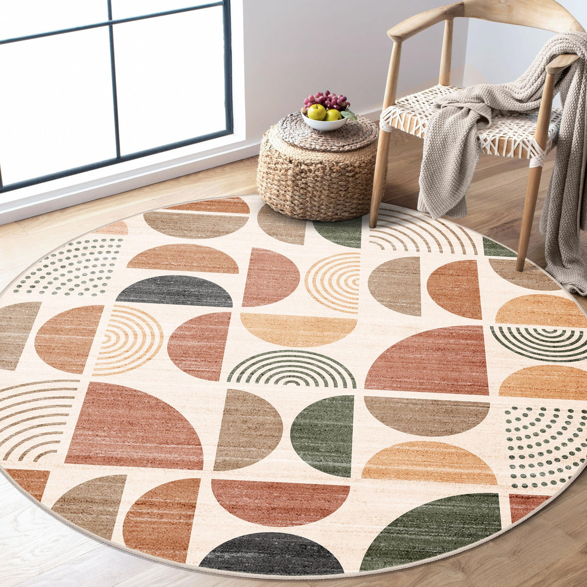 MUJOO 5x7 Area Rugs Washable,Boho Rugs Non Slip Modern Abstract Large