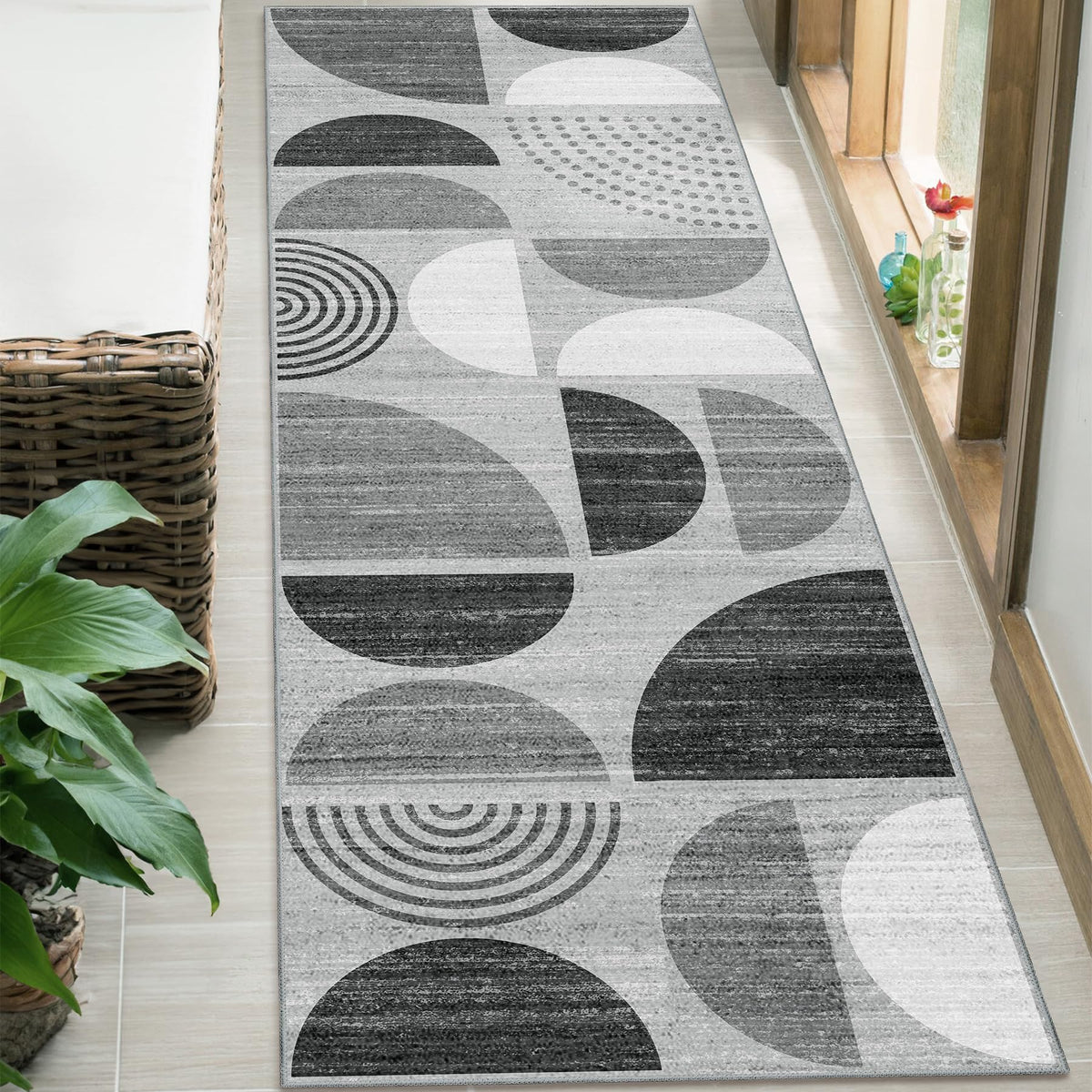 MUJOO 5x7 Area Rugs Washable,Boho Rugs Non Slip Modern Abstract Large