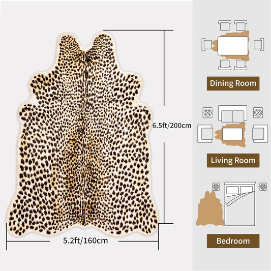 Leopard Rug Cheetah Print Carpet, Animal Print Area Rug, 5.2x6.5ft