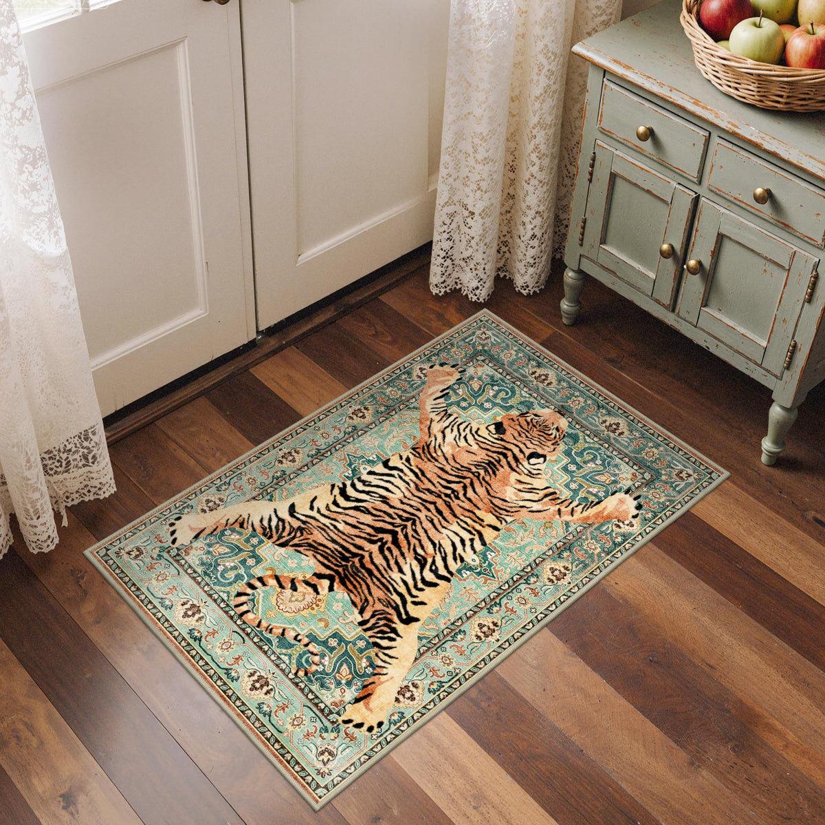 Bavni Leopard Rug 5x7 Cheetah Animal Print Rug Washable Jungle Rugs Blue