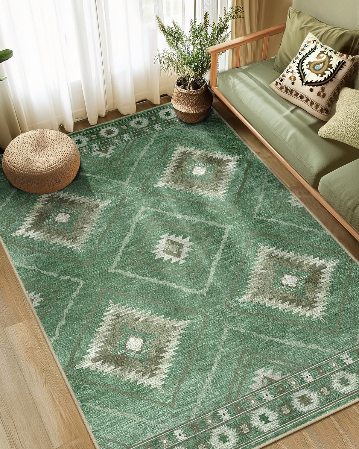 BESTSWEETIE 5'x7' Washable Area Rug for Living Room Bedroom Yellowbrown