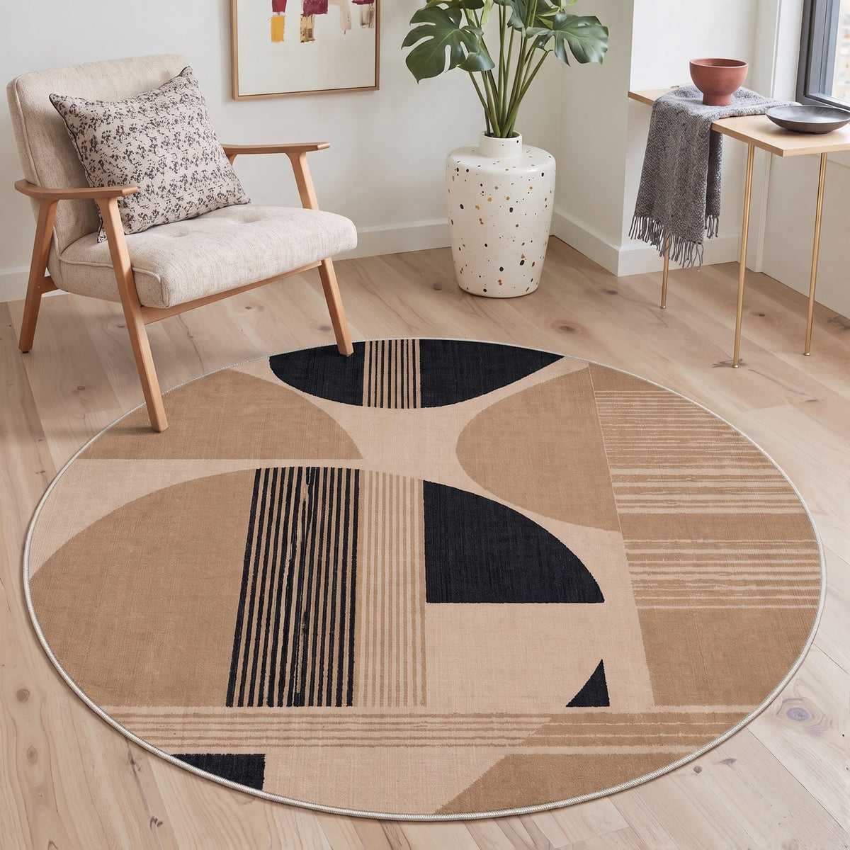 BEIMO 5x7 Washable Area Rugs, Green Mid Century Modern Rug for Bedroom