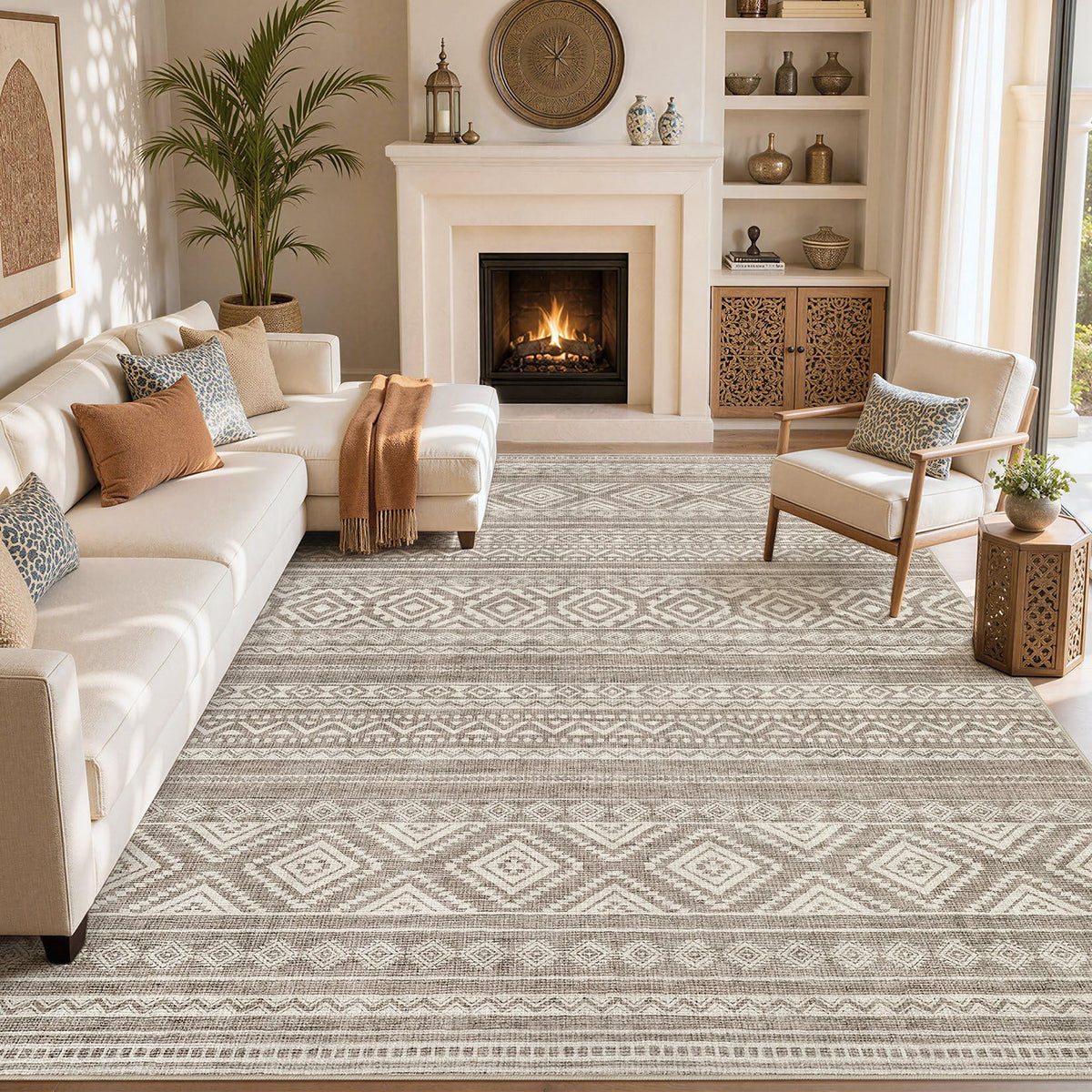 cotiled 6x9 Area Rugs for Living Room: Boho Washable Rug for Dining Room