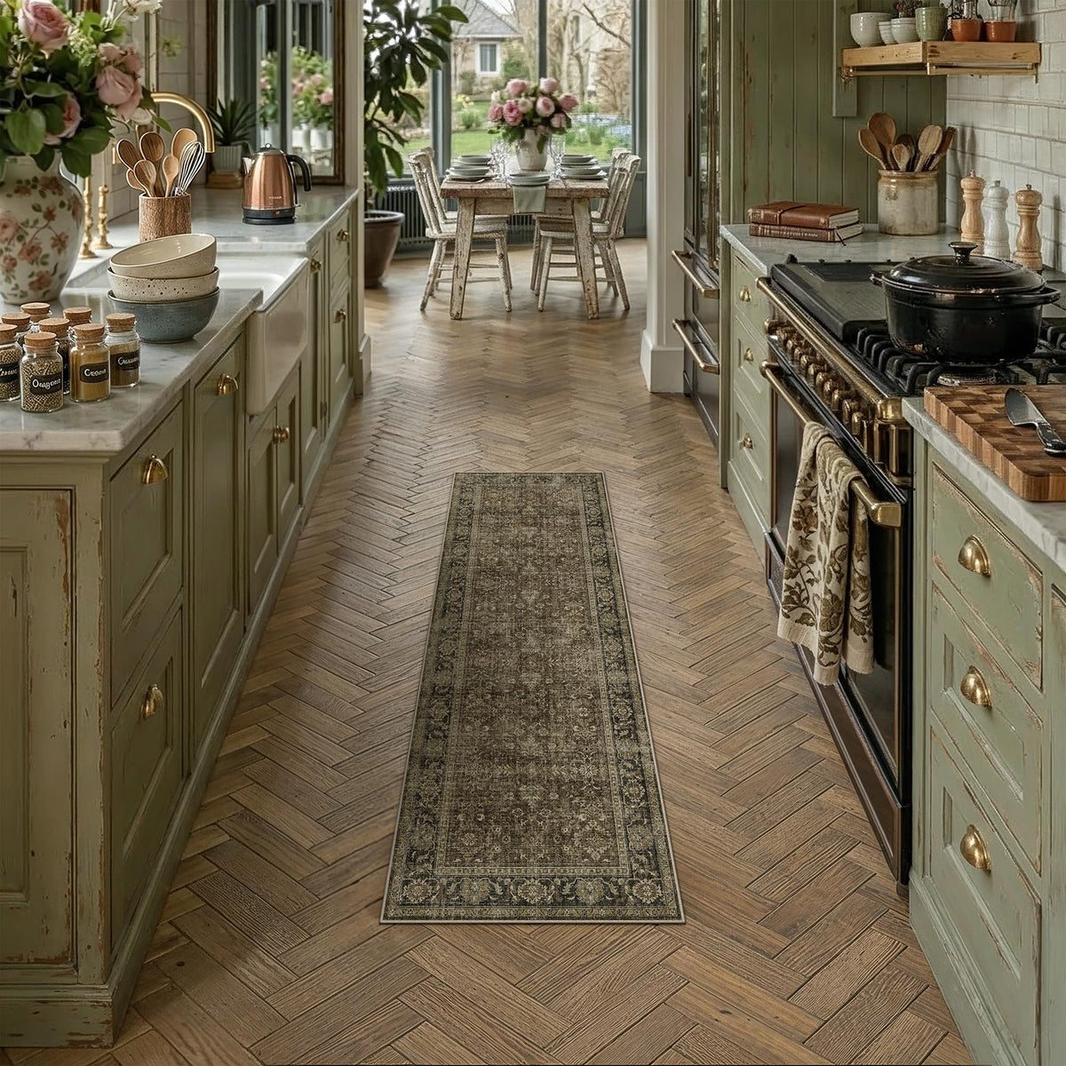 8x10 Dark Brown Vintage Area Rug