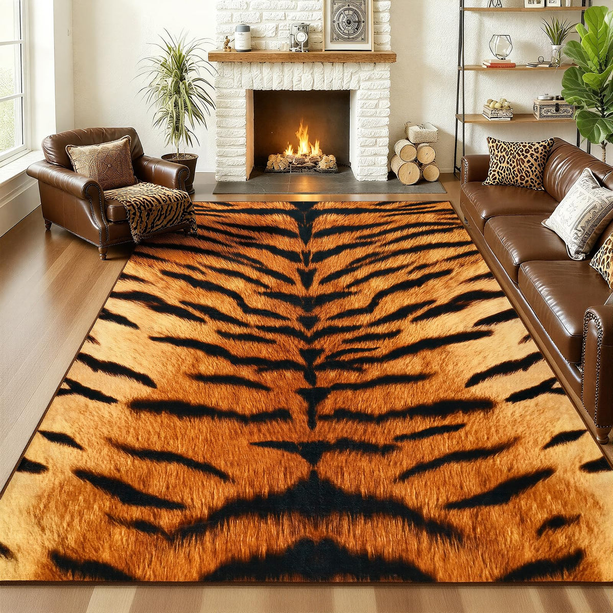 AROGAN Premium Leopard Rug for Bedroom 4×6 Feet, Machine Washable Cheetah Rug Animal Print Hide Area Rug, Large Non-Slip Faux Fur Leopard Skin Rugs Carpet for Office Living Room Dinner Room Home Decor