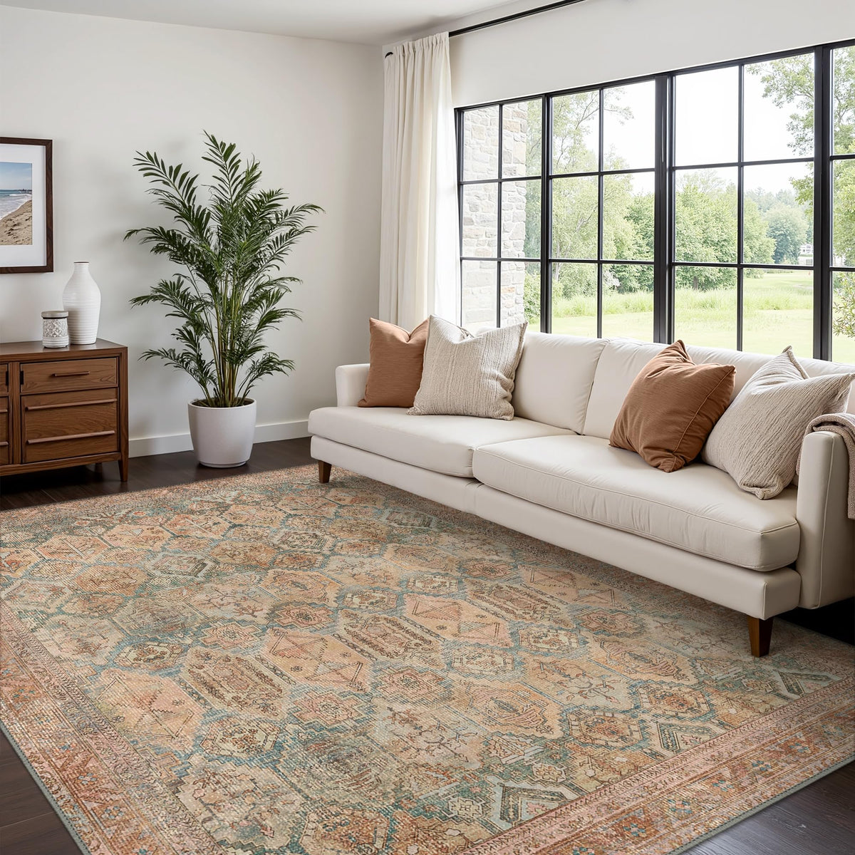 8x10 Area Rug Washable Rug for Living Room Bedroom Non Slip Carpet Taupe