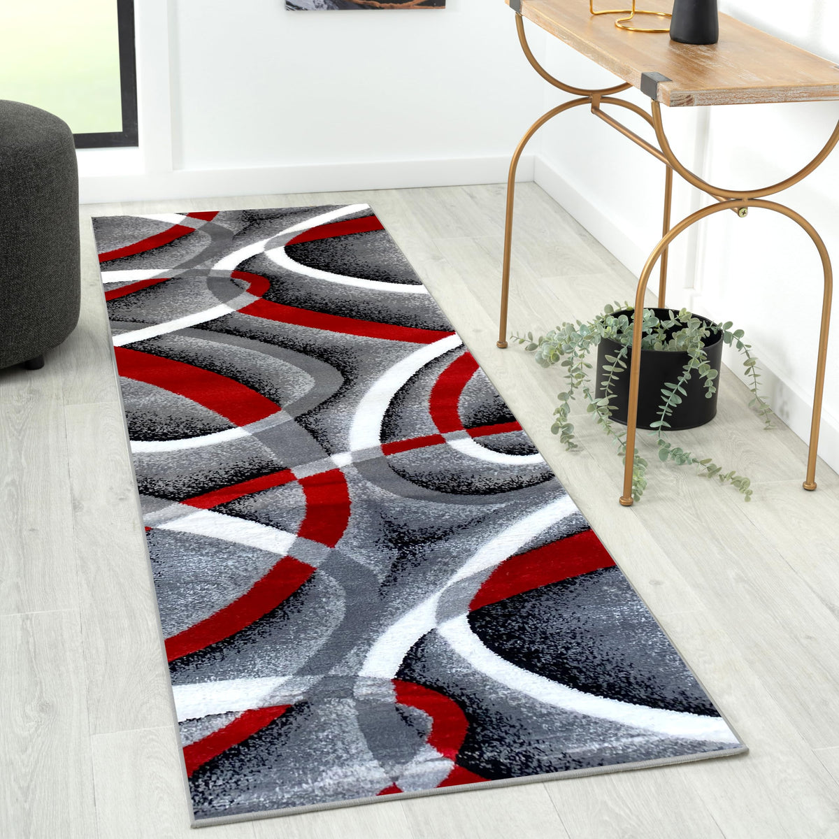 Luxe Weavers Geometric Abstract Area Rug Navy 5x7