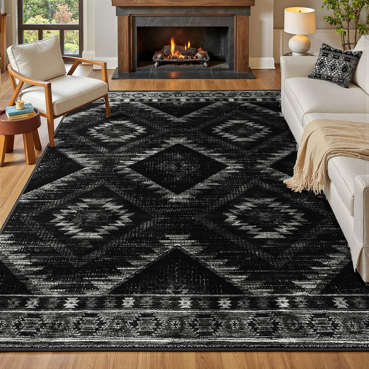 BESTSWEETIE 5'x7' Washable Area Rug for Living Room Bedroom Yellowbrown
