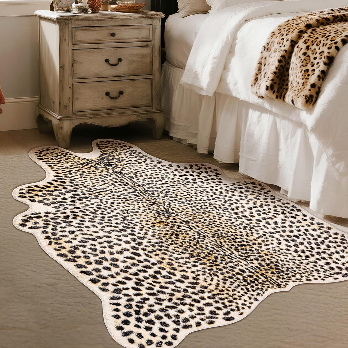 Leopard Rug Cheetah Print Carpet, Animal Print Area Rug, 5.2x6.5ft