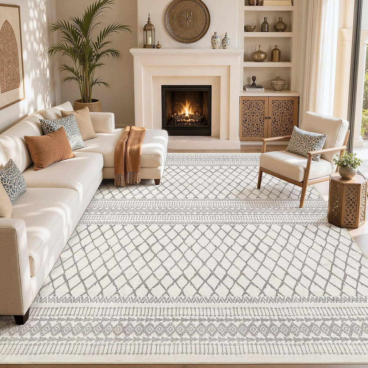 cotiled 6x9 Area Rugs for Living Room: Boho Washable Rug for Dining Room