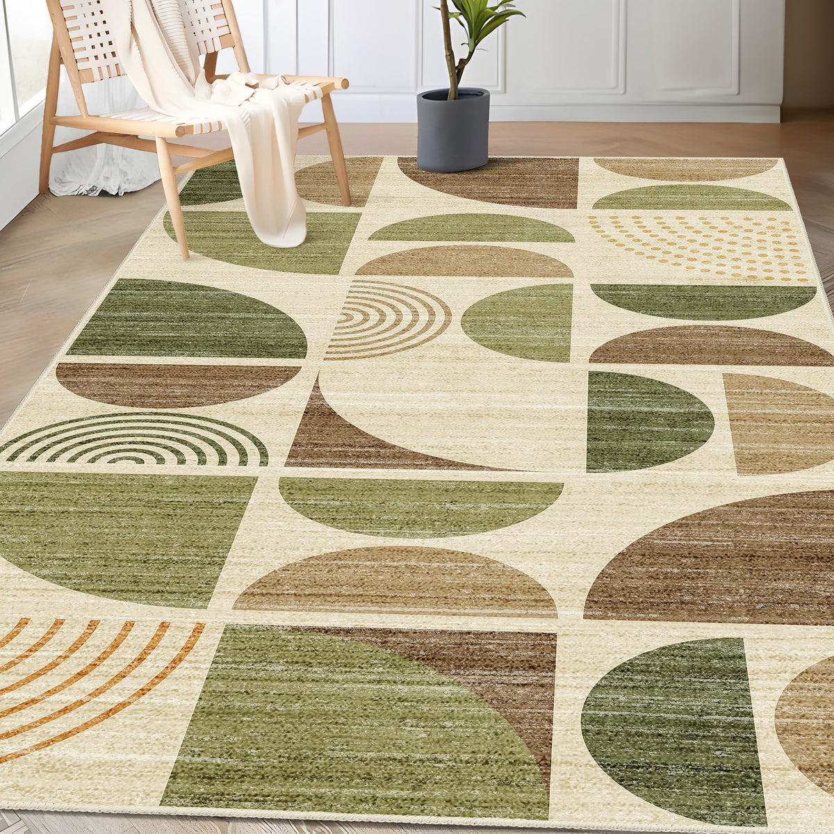 MUJOO 5x7 Area Rugs Washable,Boho Rugs Non Slip Modern Abstract Large