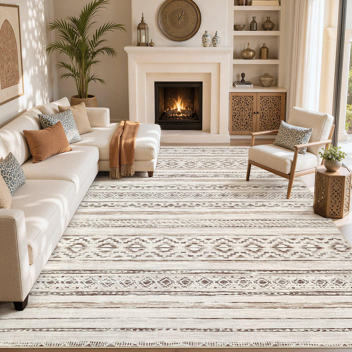 cotiled 6x9 Area Rugs for Living Room: Boho Washable Rug for Dining Room