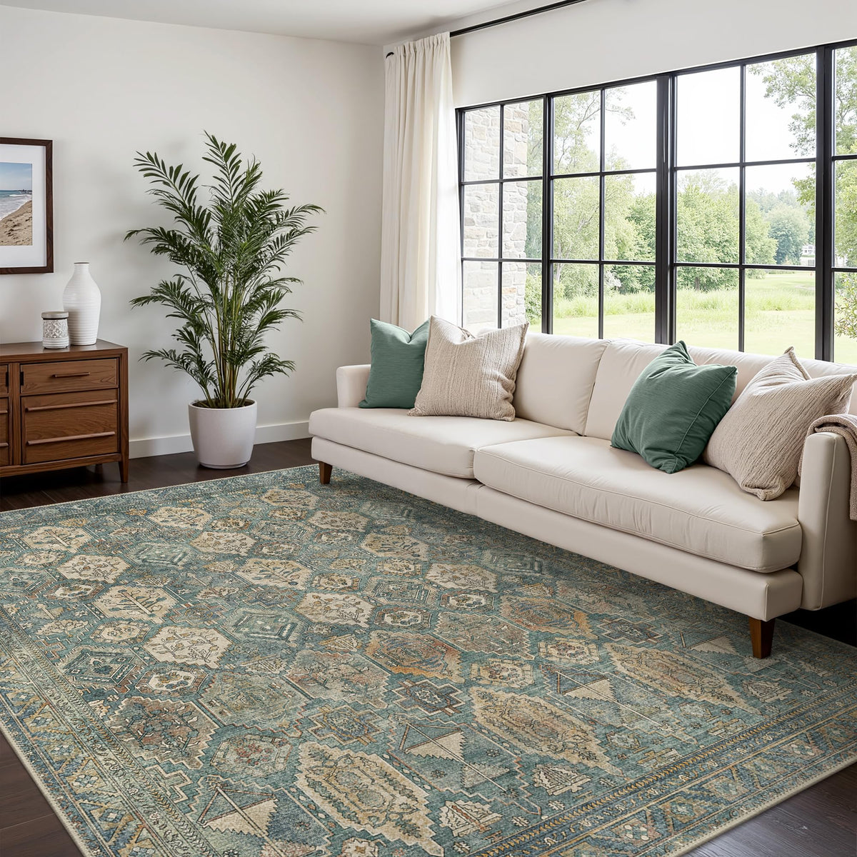 8x10 Area Rug Washable Rug for Living Room Bedroom Non Slip Carpet Taupe