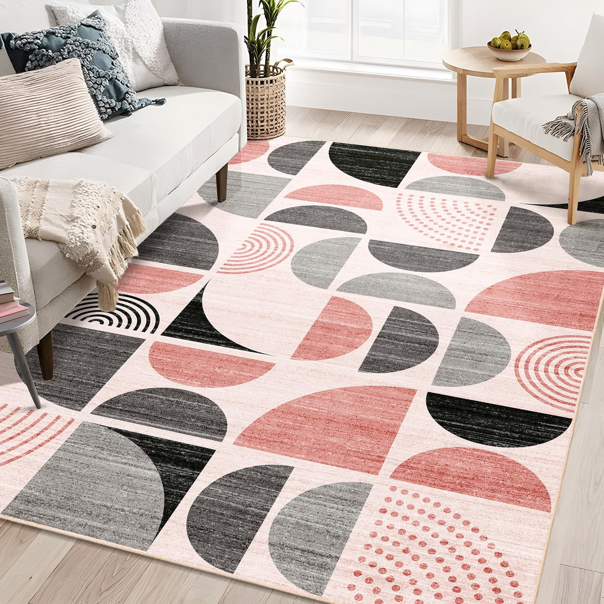 MUJOO 5x7 Area Rugs Washable,Boho Rugs Non Slip Modern Abstract Large