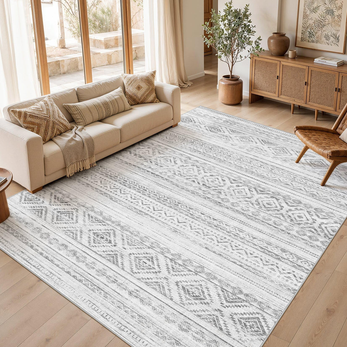 cotiled 6x9 Area Rugs for Living Room: Boho Washable Rug for Dining Room