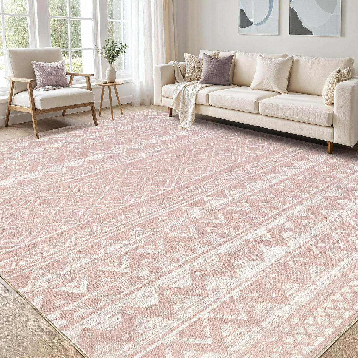 cotiled 6x9 Area Rugs for Living Room: Boho Washable Rug for Dining Room