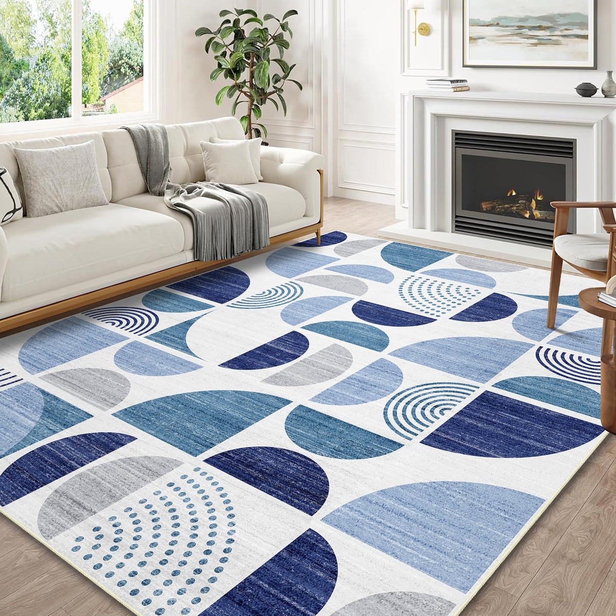 MUJOO 5x7 Area Rugs Washable,Boho Rugs Non Slip Modern Abstract Large
